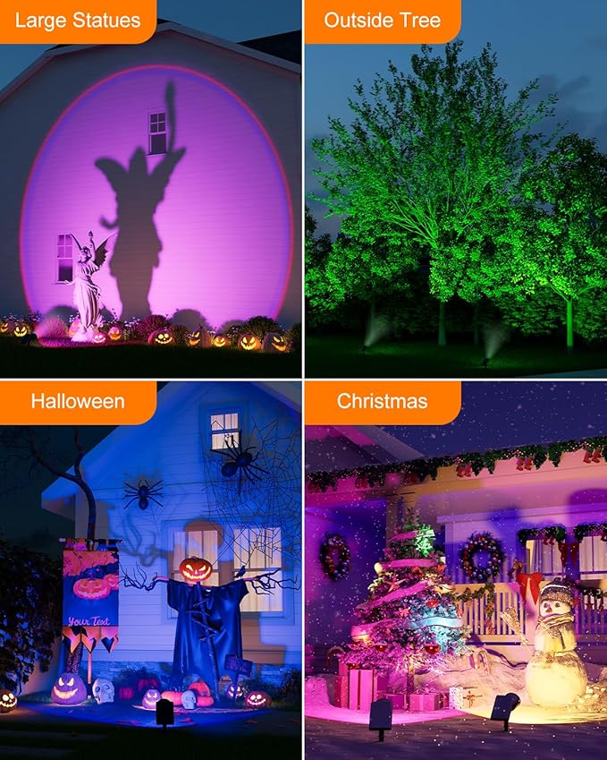 4 Pack Color Changing Solar Powered LED Spotlights Outdoor Waterproof Ultra Bright Sunset Spot Lights for Halloween Inflatable Decorations, Skeletons, Outside Landscape Uplights for Yard, Garden, Path