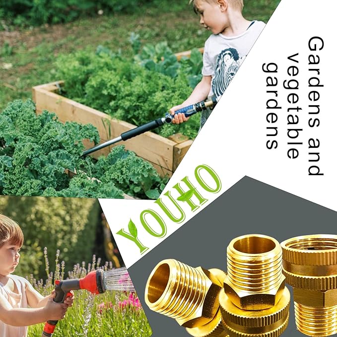 YOUHO Garden Hose Adapter Garden Hose to Pipe Fittings Connect, Garden Pipe Joint Extension Repair Fitting (1/2NPT(M) to 3/4 GHT(F) 2pcs)