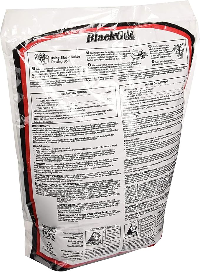 SunGro Black Gold All Purpose Potting Soil Fertilizer Mix for House Plants, Vegetables, Herbs and More, 16 Quart Bag (4 Pack)