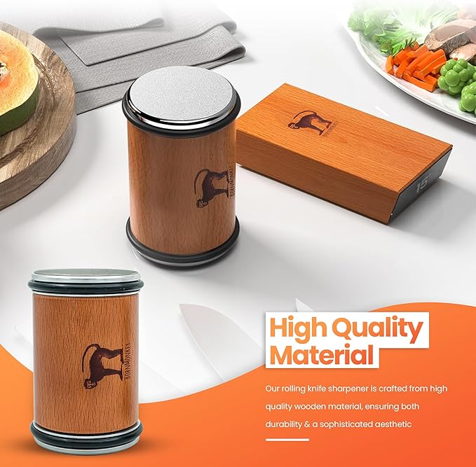 Diamond Rolling Knife Sharpener Kit - Manual Kitchen Knife Sharpener Set Multi-Angle Magnetic Holder(15° & 20°) Premium Magnetic Roller sharpener for Razor-Sharp Edges