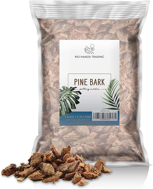 100% Natural Pine Bark Mulch Nuggets (4 Quarts), Small Mulch Chips for Indoor/Outdoor Container Gardening, Ideal for Soil Supplement, Houseplant Mulch