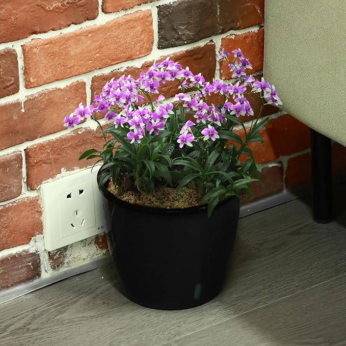 Planterhoma 6.7 Inch Self Watering Pots for Indoor Plants, 6 Packs African Violet Pots with Water Indicator and Black Wick Pots, Self Watering Planters for Devil's Ivy, Indoor Plant Pots, Black