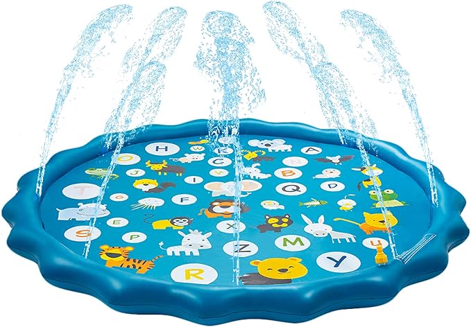 Kiddie Inflatable spashpad Pool with 8 sprinklers for Kids and Dogs (Family Splash Pool with Sprinklers)