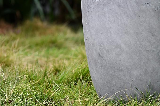 Kante 18 Inch Dia Round Concrete Planter, Indoor Outdoor Large Plant Pot with Drainage Hole and Rubber Plug for Home Patio Garden, Natural Concrete