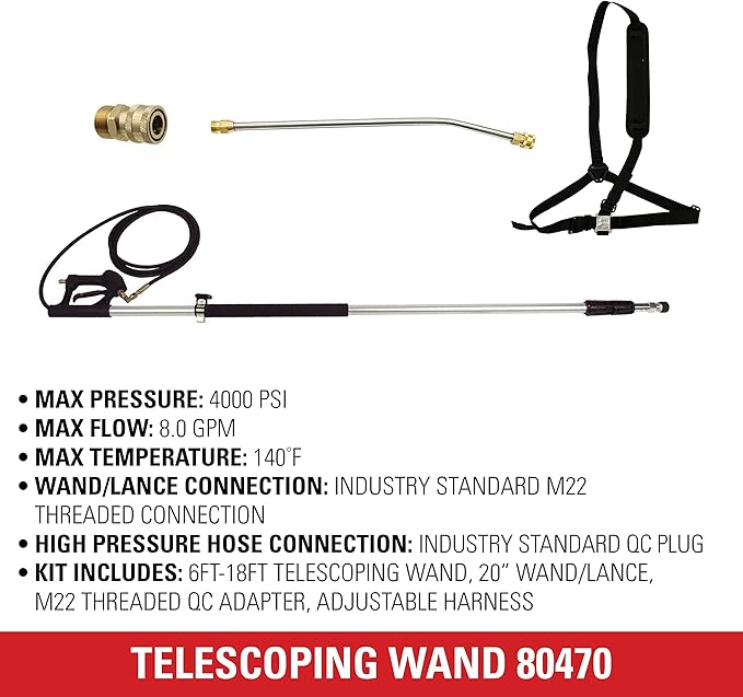 Simpson Cleaning 80470 Telescoping Extension Wand for Gas and Electric Pressure Washers up to 4000 PSI