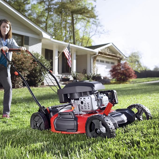 PowerSmart 21-Inch Gas Push Lawn Mower with 144cc 4-Cycle OHV Engine, 2-in-1 with Mulch and Side-Discharge, 6-Position Adjustable Cutting Height (DV8621C)