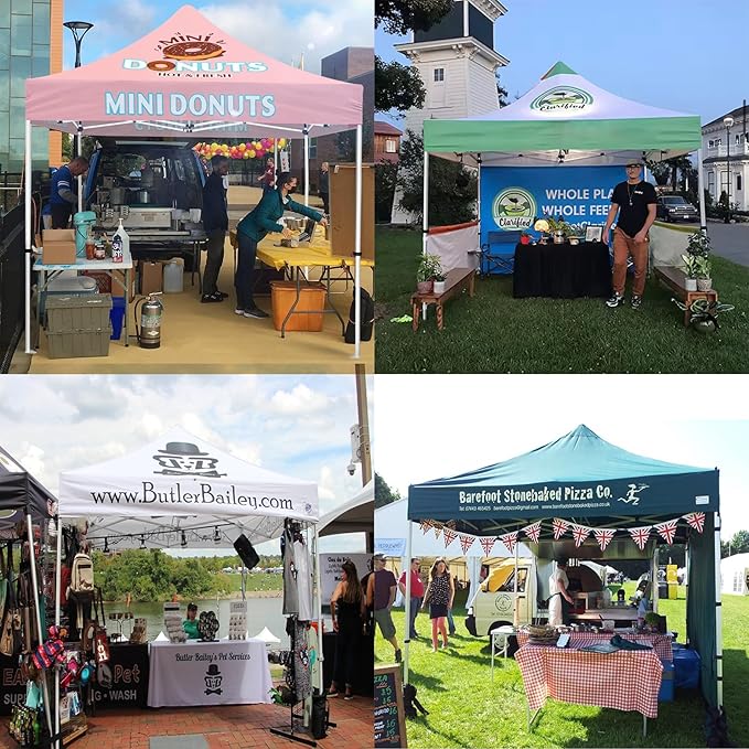 Custom Canopy Tent 10x10 with Logo, Personalized Pop Up Canopy Tent, Nano-Grade Water Repellent Heavy Duty Tent for Outdoor, w/Roller Bag(1 Full Wall)