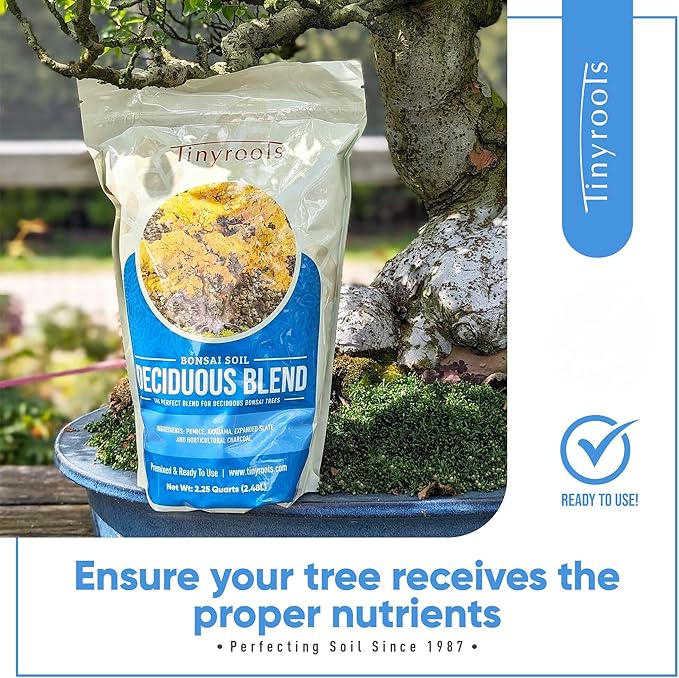 Deciduous Blend Bonsai Soil - Tinyroots Organic Bonsai Dirt Formulated for Japanese Maple, Hornbean, Elm and Other Deciduous Bonsai Trees, 4 Quarts