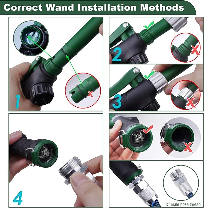 Heavy Duty 21 Inch Watering Wand with Pivoting Head, Adjustable Water Sprayer Wand with Ergonomic Handle, Spray 6 Watering Patterns, Perfect for Watering Hanging Plants