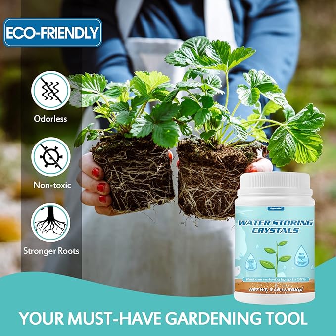 3LB Water Storing Crystals Powder for Plants with Spoon, Water Gel Solves Plant Over-Watering and Drought Problems, Keeps The Soil Moist, Water Storing Polymer Crystals for Plants Candle - by Oycevila