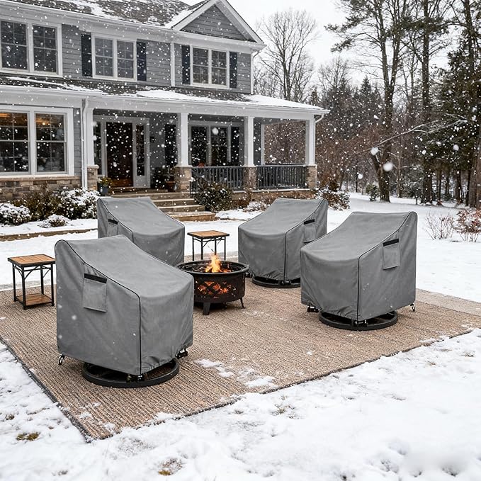 Patio Swivel Chair Cover 4 Pack,Waterproof Heavy Duty Outdoor Chair Covers,Outdoor Swivel Chair Cover for Patio Furniture Covers(30 W x 34 D x 38.5 H inches),Grey