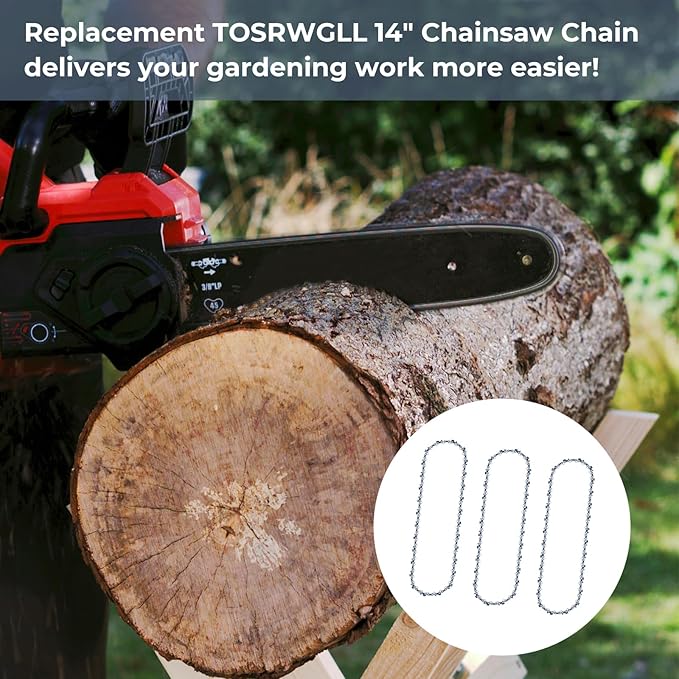 14" Chainsaw Chain Replacement for SKIL CS4555-10 40v Chainsaw,SCN1400 Chainsaw Blade 52 Drive Links 0.043" Gauge 3/8" LP Pitch (3 Pack)