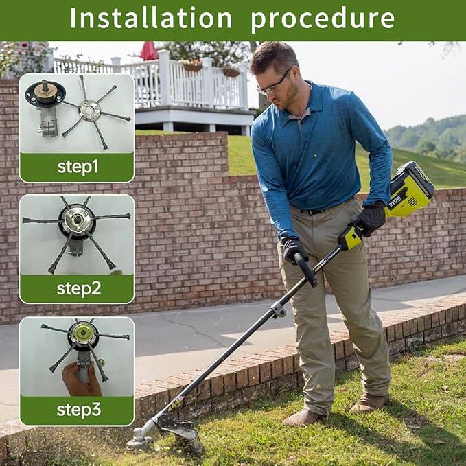QNHMPW 2PCS Steel Wire Grass Trimmer Head,6 Inch Universal Steel Wire Weed Trimmer Head,for Electric & Cordless String Trimmers,Applicable to Most Lawn Mower