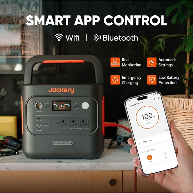 Jackery Solar Generator 2000 v2 with DC-DC Alternator Charger, 2042Wh/2200W LiFePo4 Portable Power Station, 20ms UPS Home Backup, USB-C PD 100W Fast Charging for Power Outages, Emergencies, Camping