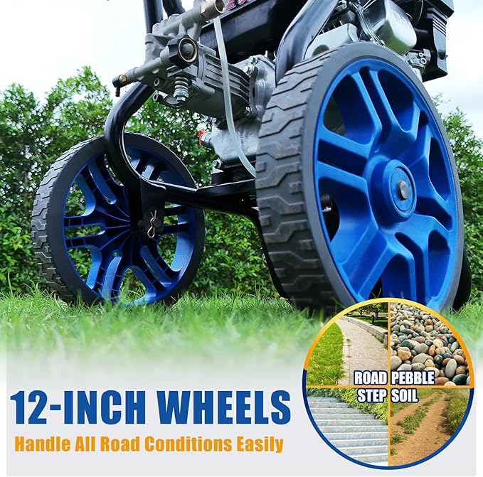 TOOLCY Gas Pressure Washer 3400 PSI & 2.8 GPM, High-Performance 212cc Engine, Foldable Handle, Reinforced Pump, 35FT Extended Power Hose, Kink-Less Swivel Gun with & 5 Nozzles, for Driveways/Patios