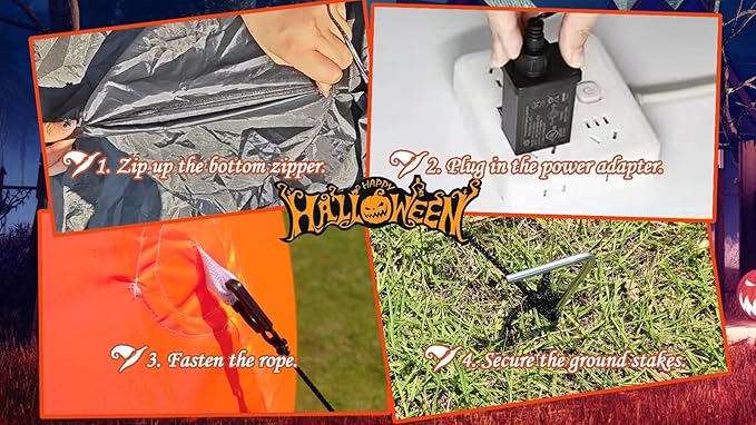 Dearsun 8FT Giant Halloween Inflatable Ghost with red Flame lamp Inside, Blow up Halloween Inflatable Outdoor Decoration Jumbo Party Yard Decoration (Ghost with Flame lamp)