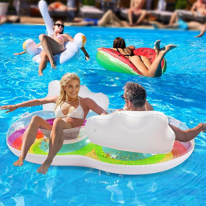 HeySplash Pool Lounger Float for Adult, Inflatable Pool Floats Bed Cooling Contour Lounger Rafts, Water Rafts for Lake, Outdoor Beach Pool Party