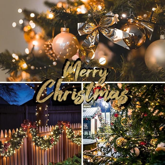 Connectable 300LED 99Ft 13Modes String Lights Indoor Outdoor | Extendable Green Wire Warm White Christmas Tree Lights with Timer | Twinkle Fairy Light Plug in for Xmas Tree Garden Decor(Warm White)