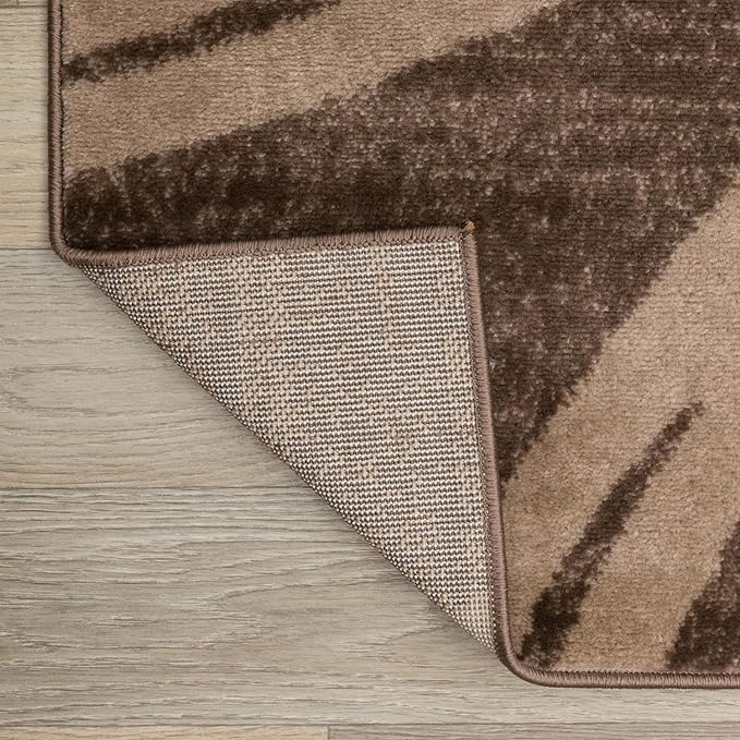 Rugshop Modern Wavy Circles Design Oval Area Rug 5' x 7' Brown