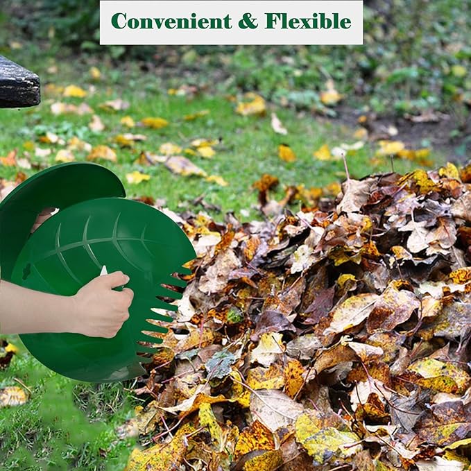 Eastrans 2set Leaf Scoops and Hand Rakes,Leaf Claws for Picking up Leaves,Grass Clippings and Lawn Debris,Dark Green,4pcs