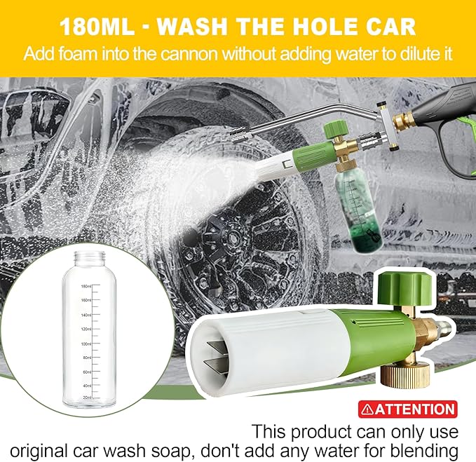 4350 PSI Pressure Washer Gun with Foam Cannon Kit, Foam Cannon no Need Water with 5pcs Nozzle Tips, 1/4'' Quick Connector, Compatible with Gas Pressure Washers & Electric Power Washers