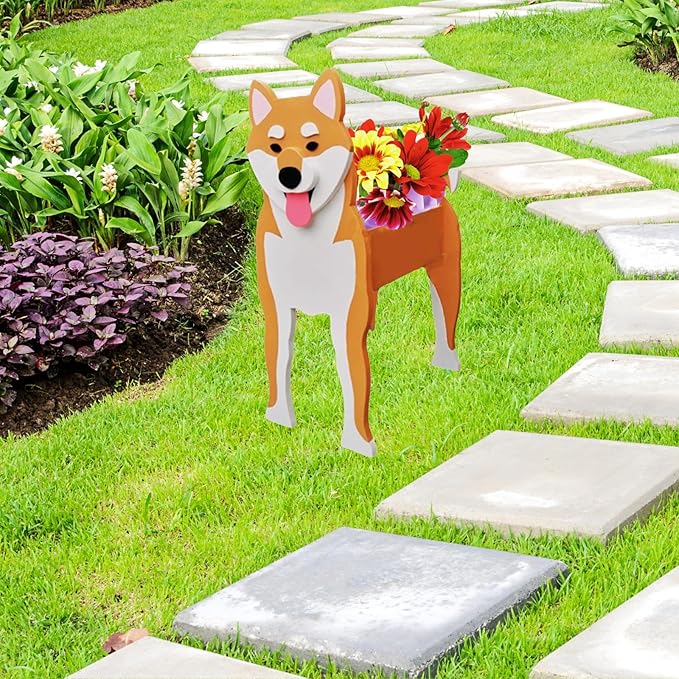 Shiba Inu Dog Planter Plant Pots,Cute Garden Dog Flower Planter,Dog Planters Birthday Gifts for Women,Office,Indoor/Outdoor Decor(9.45 * 5.71 * 12.13in)