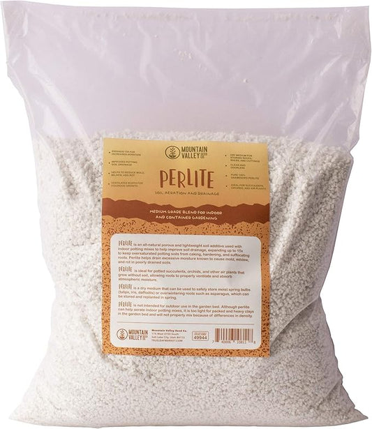 Bulk Horticultural Grade Perlite - Ten 8 Quart Bag ~2 Lbs Each - Grade 1, Fine Coarseness (~1/8 Inch Particles) - Soil Amendment Additive - for Growth, Aeration & Drainage for Potting Mix