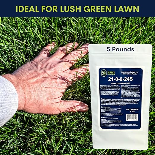 21-0-0-24S Ammonium Sulfate for Deep Green Plants - Soil Acidifier for Blueberry Blooms, Azalea and Magnolia Tree Fertilizer - Sulfur for Plants Nitrogen Fertilizer (5 Pounds)