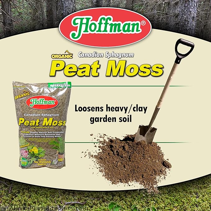 Hoffman Canadian Sphagnum Peat Moss Soil Conditioner to Improve Moisture Retention and Aeration, 10qt Bag, Pack of 3