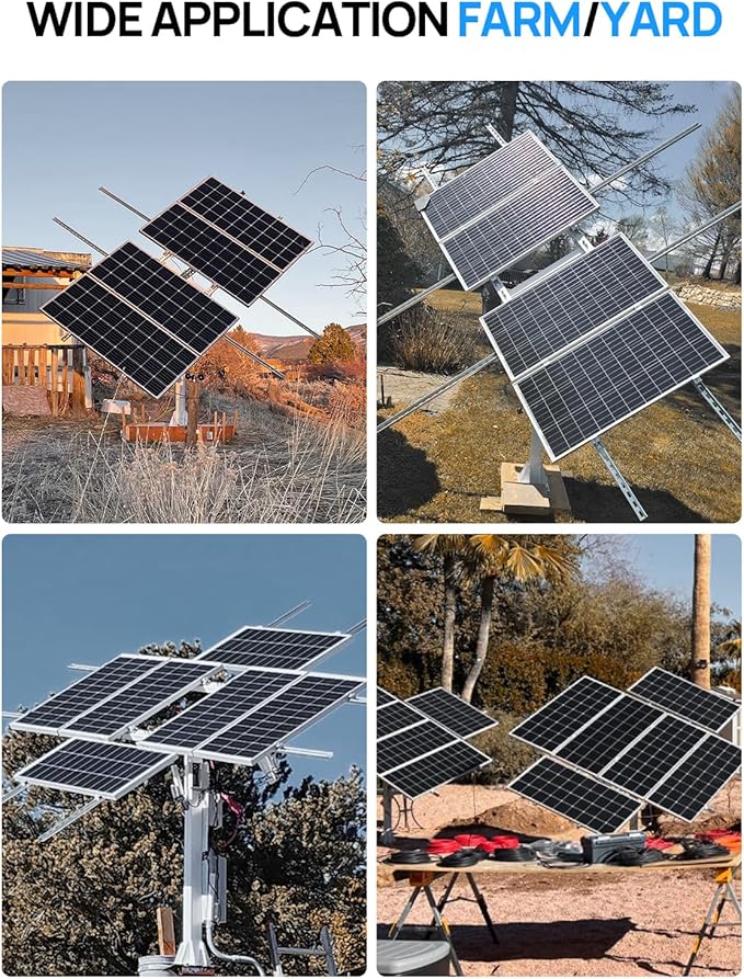 ECO-WORTHY 1600W Solar Tracker System: 8pcs 195W Monocrystalline Solar Panels, Expanded Version Dual-Axis Solar Tracking Kit with Power Box and Controller for Shed Farm Yard