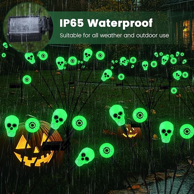 Solar Lights Outdoor,Halloween Decorations Outdoor, Scary Eyeball Lights,4PACKS 32LED,IP65 Waterproof,Halloween Decor for Garden/Yard/Patio/Lawn/Pathway(Green)