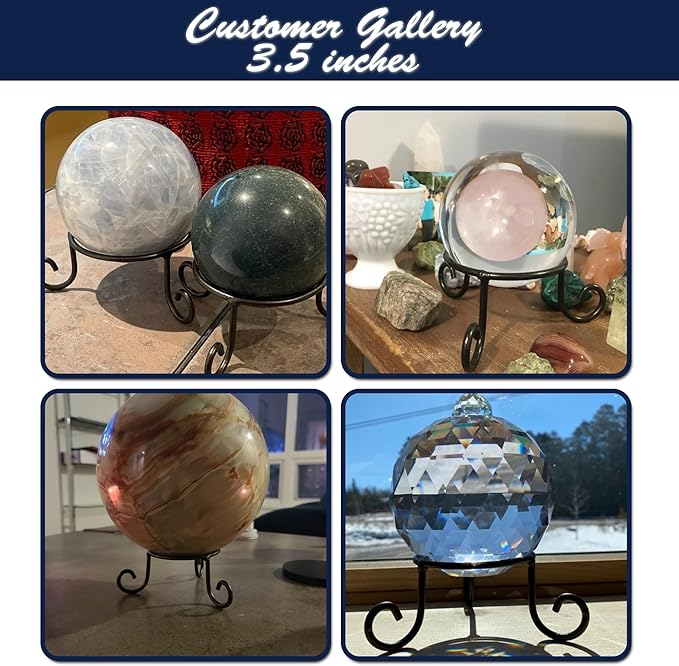 Black Iron Ball Stand - Gazing Globe Stand for Balls, Sphere Holder Wrought Iron Display Stand, Crystal Ball Stand, Glass Bowl Ring Metal Egg Stands, Gazing Ball Stand(3.5" Diameter X 2" Tall)