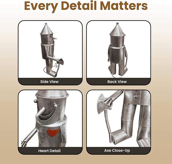 Tin Man Outdoor Statue β Whimsical Metal Yard Decor for Lawn or Patio β Unique Weatherproof Ornament β Giftable Sculpture for Outdoor Enthusiasts