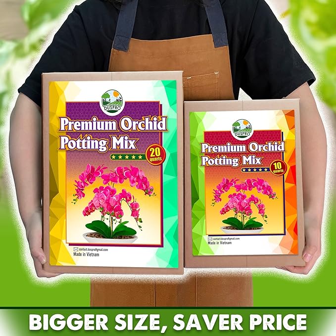 DUSPRO Orchid Potting Mix for Repotting with Moss Pine Bark Mulch Perlite & Coco Peat Natural Ingredients, Orchid Bark Potting Mix, Orchid Repotting Kit Drainage Indoor Potting Medium Great 20QT