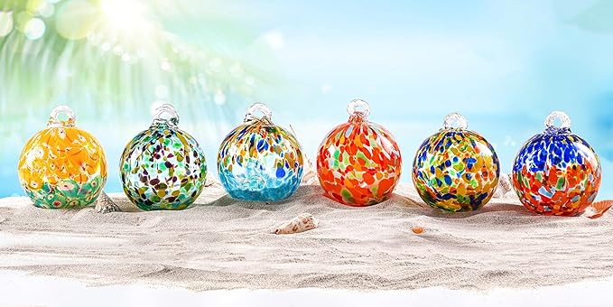 Hand Blown Glass Witch Ball,Glass Ball Ornament Hanging Garden Gazing Ball Indoor Outdoor Home Décor. (2)