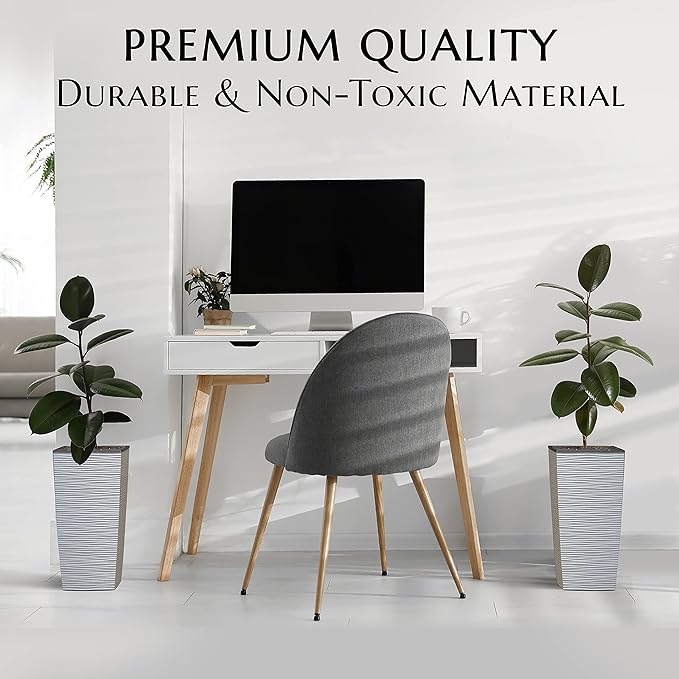 Mueller M-Resin Heavy Duty Tall Planter, Indoor/Outdoor Grande Plant, Tree, Flower Pot, 2-Piece Set, 27.5”, Modern Design, Built-in Drainage, Light Grey