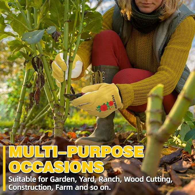 Winter Gardening Gloves for Women, Deerskin Warm Insulated Garden Work Gloves for Cold Weather, Outdoors, Yard Labor