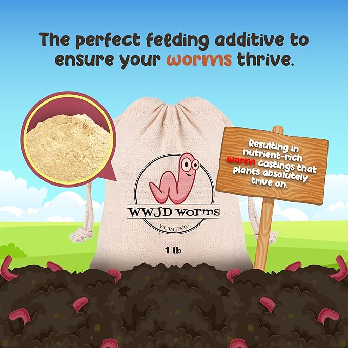 Food for Worms - Mineral-Rich Earthworm Chow, Boosts Composting Efficiency and Promotes Healthy Worms - Nutrient Blend Worm Food for Nightcrawlers & Red Wigglers, 10 Pound