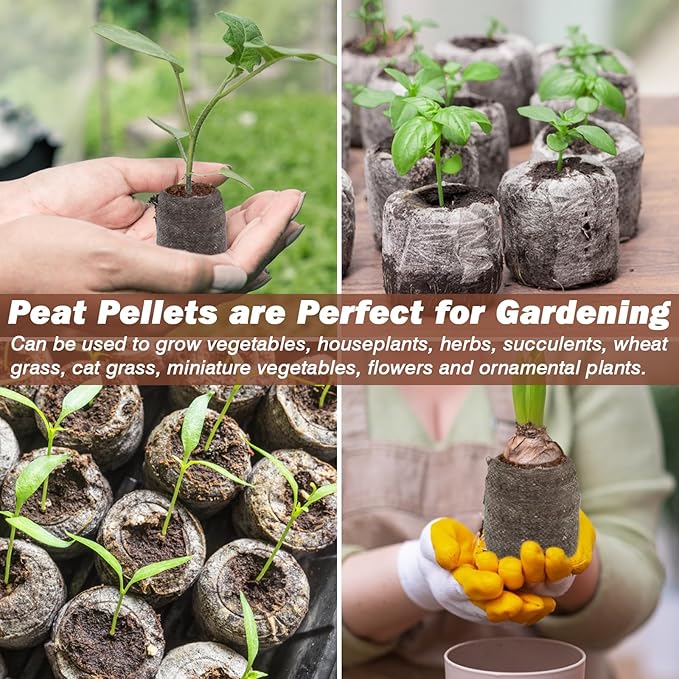 ZeeDix 50Pcs 40mm Compressed Peat Pellet Fiber Soil Plant Seed Starters - Nursery Plugs Pallet Seedling Soil Block, Seed Fertilizer Nutrient Block Peat Block for Grow Herbs Plant Flowers Vegetables