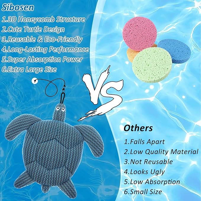 2 Pack Hot Tub Scum Absorber, 2025 Upgrade Reusable Scum Turtle Hot Tub Absorber Accessories Hot Tub Sponge for Spa & Pool Cleaner, Hot Tub Oil Absorbing Keeps Water Clean