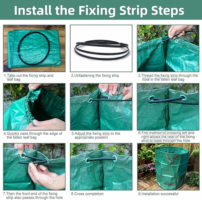 2-Pack 72 Gallons Leaf Bags, Reusable Yard Waste Bags, Heavy Duty Upright Lawn Bags with 4 Handles for Garden Leaves and Waste Collection, Lightweight Portable Yard Trash Bag
