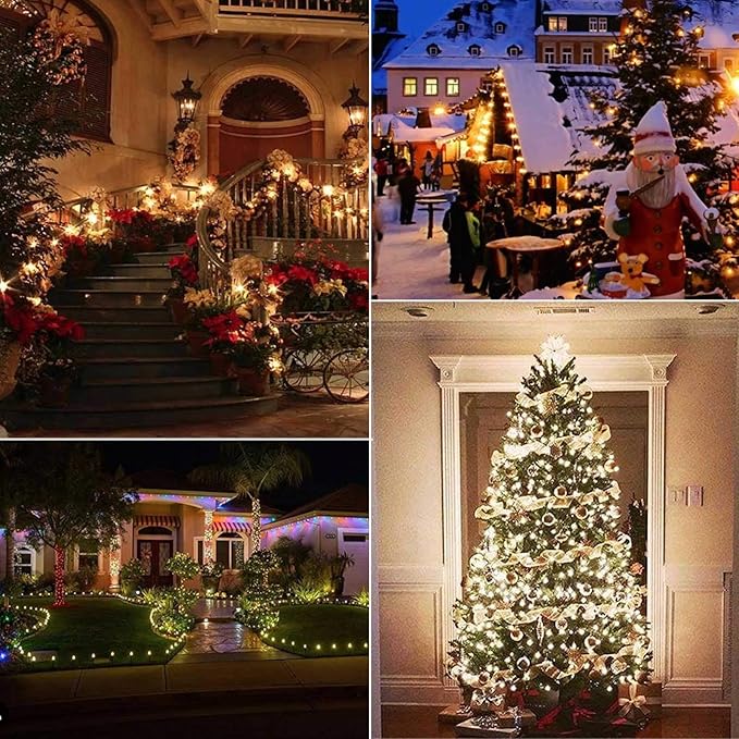 Brightown C9 LED Christmas String Lights, 2 Pack - 33ft 50 LED Waterproof Strawberry String Lights, Extendable Green Wire Lights String for Outdoor Indoor Patio Party Decoration (Warm White)