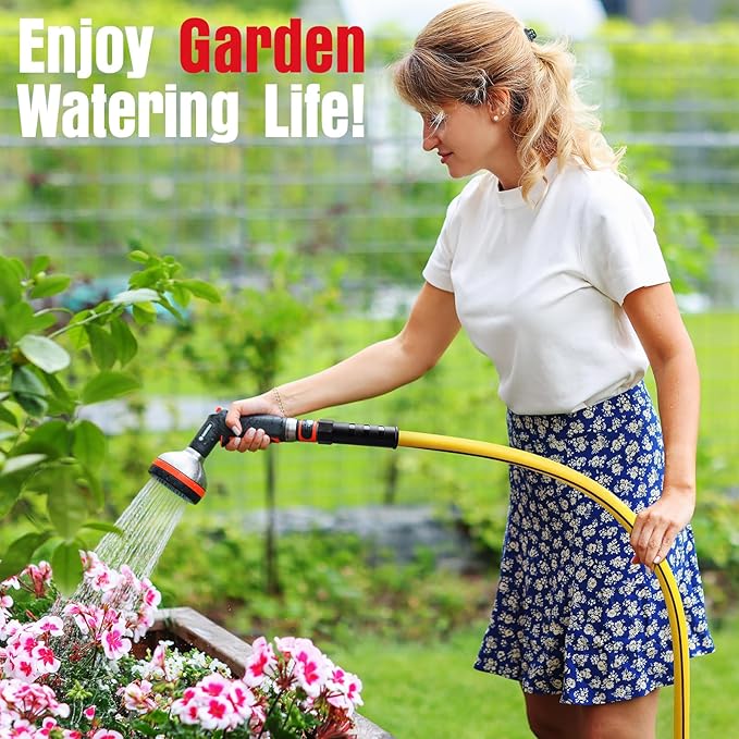 Heavy Duty Garden Hose 25ft x 5/8", NON-EXPANDABLE Flexible Water Hose for Outside, Kink Resistant Lightweight Hybrid Hose, Leakproof Rubber Hose for Outdoor, Yard, Car Wash, Garden