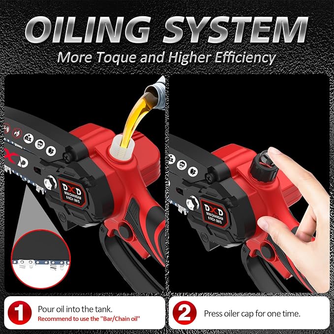Handheld Mini Cordless Electric Chainsaw with Battery&Gas Powered Option,6-Inch chainsaw&Pruning Attachment Bar Oil Jug, Safety Gloves, Chainsaw Chain & Caseightweiaht for Tree Trimming. Wood Cutting
