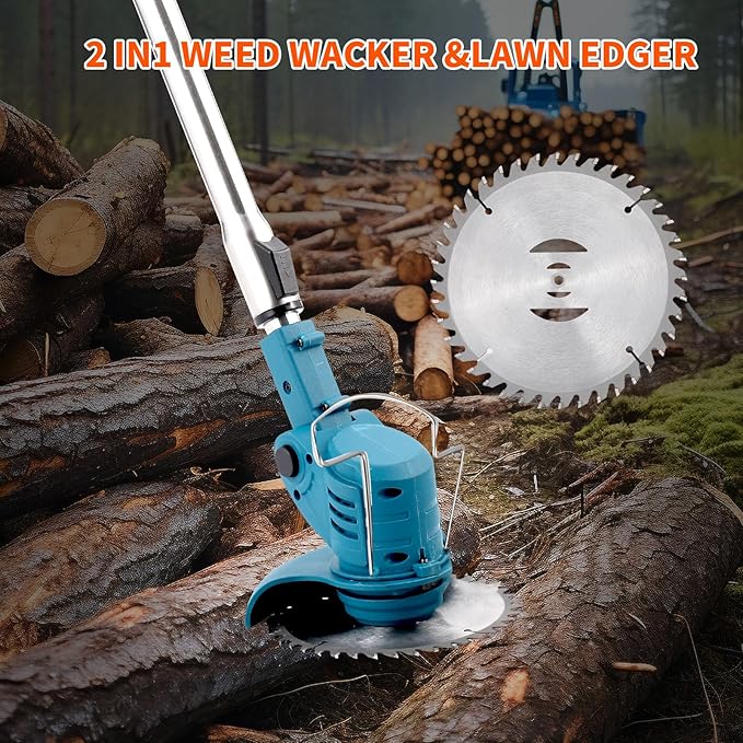 Cordless Weed Wacker Compatible with Makita 18V Battery,6-inch Electric Grass Trimmer with 3 Types Blades,Battery Powered Weed Eater for Garden Yard and Lawn Care