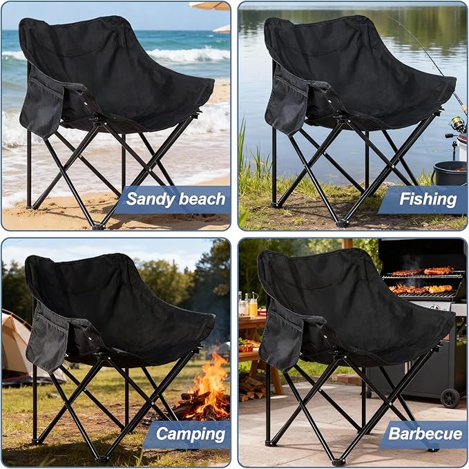 Oversized Portable Sauna Chair, Fast Folding Chair with Carrying Bag for Personal Home Sauna (Black)