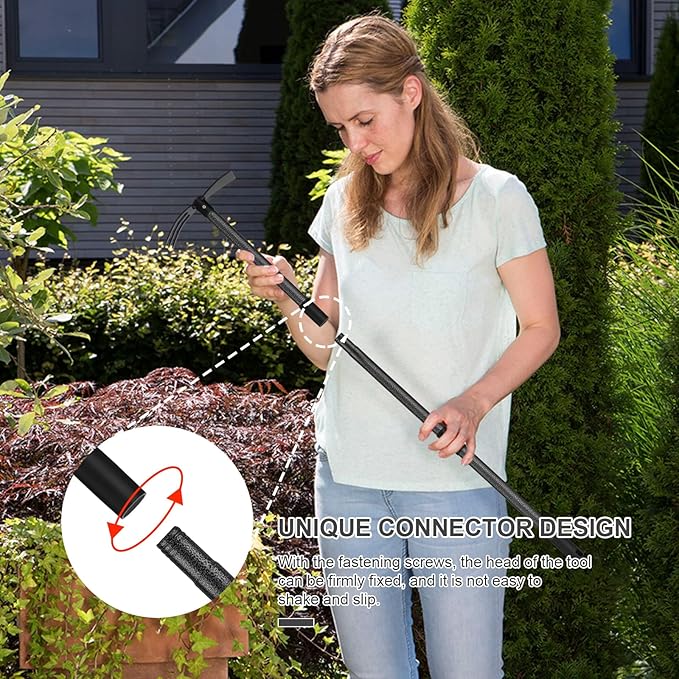 Cultivator Hoe Garden Tool, 30.7 inch Stainless Steel Long Handle Heavy Duty Gardening Tools,Extended Reach Double Hoes Suitable for Digging Loosening
