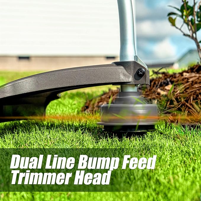 LawnMaster 25cc 2-Cycle Gas String Trimmer with No-Pull Electric Start 17-Inch Cutting Swath Multi-Attachment System 420mL Fuel Tank Lightweight Curved Shaft Design
