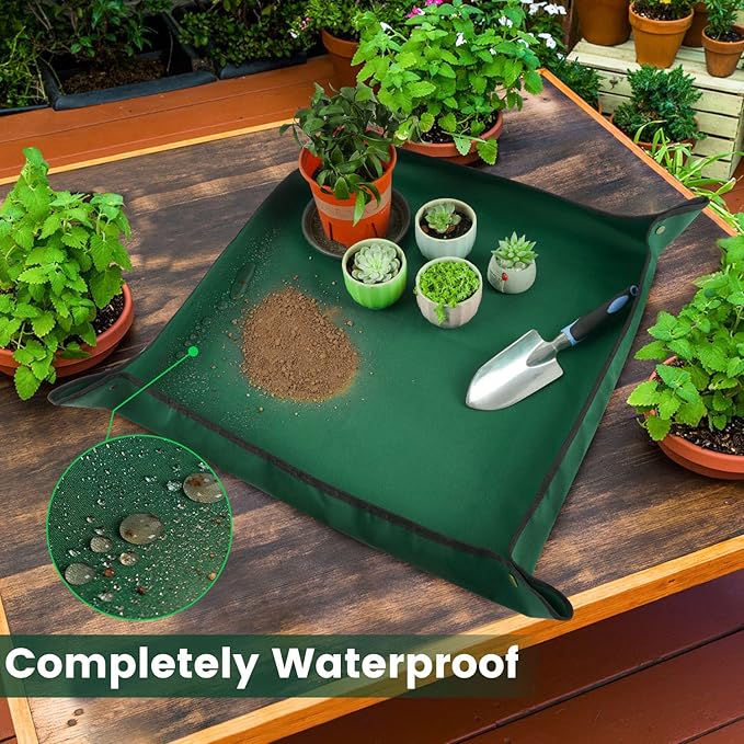 Repotting Mat for Indoor Plant Transplanting and Mess Control. 29.5" X 29.5" Portable Potting Tray Succulent Gardening Mat Gardening Gifts for Plant Lovers
