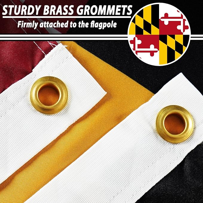FLAGWIN Maryland Flag 3x5 FT - 3 Ply Double Sided Polyester Flag with Brass Grommets - Vivid Color and Fade Proof State of Maryland Flags 3x5 Outdoor
